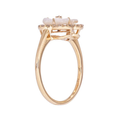 14K Solid Gold Diamond and Gemstone Flower Ring