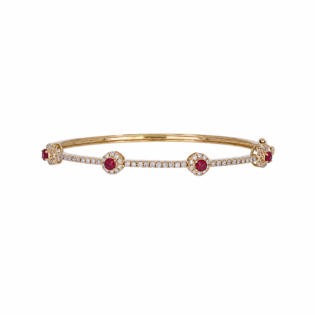 BNJ68672. 14K Solid Gold Diamond & Gemstone Bangle