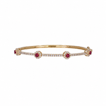 Load image into Gallery viewer, BNJ68672. 14K Solid Gold Diamond &amp; Gemstone Bangle