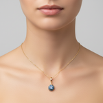 Load image into Gallery viewer, CMF00358B. 14K Solid Gold Blue Natural Diamond Round Charm