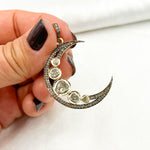 Load image into Gallery viewer, DP104. Diamond Sterling Silver Moon Pendant with Polki Diamond
