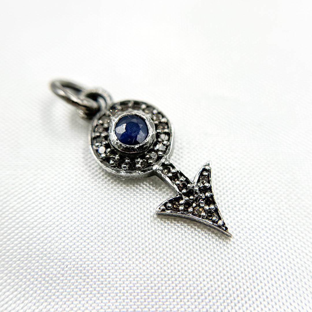 DC364. Diamond Silver Arrow Mini Charm with Gemstone