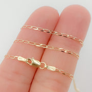 14K Solid Yellow Gold Flat Open Curb Necklaces