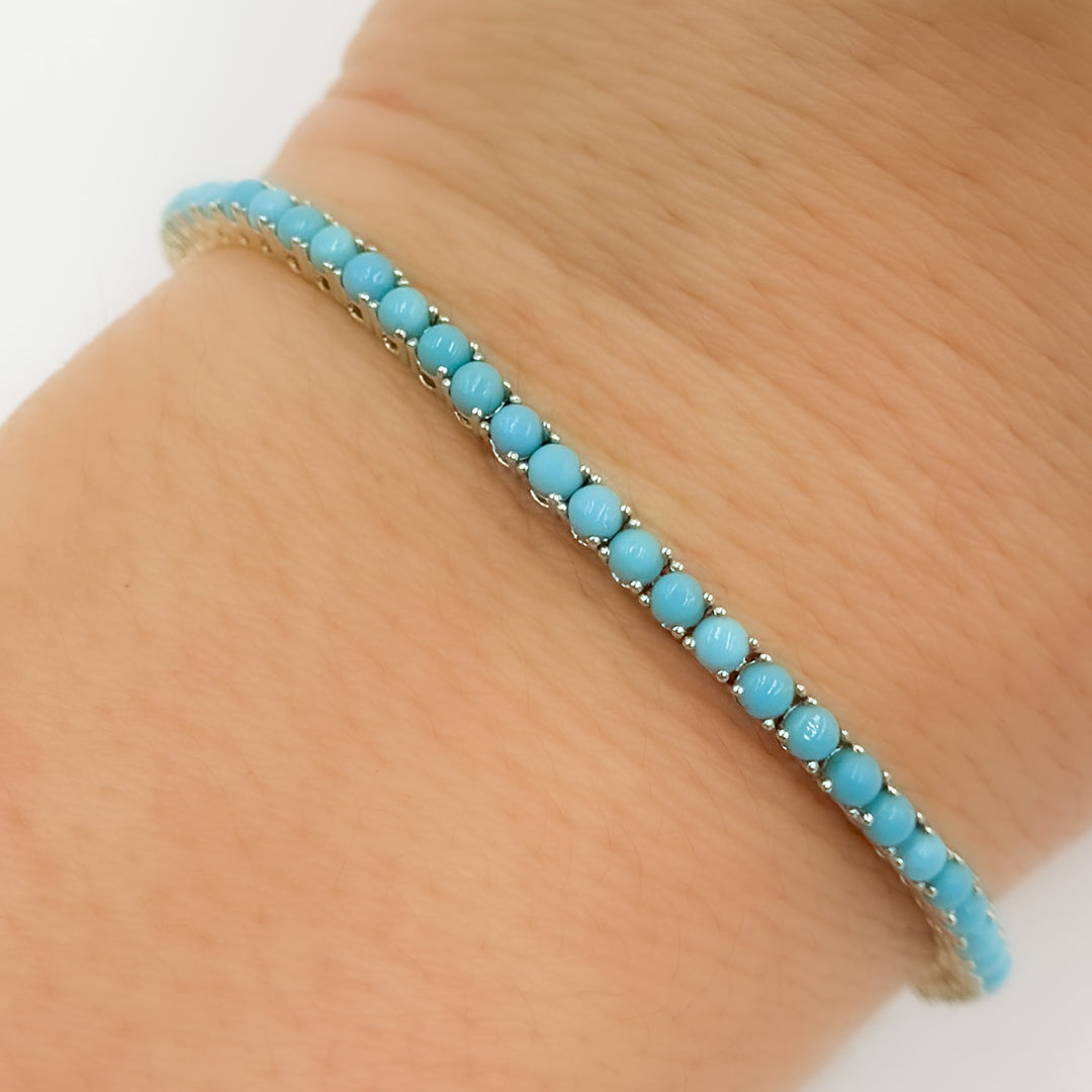 BNT68424. 14K Solid White Gold Turquoise Bangle