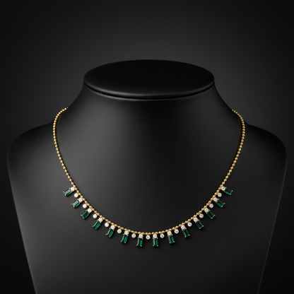 NFK71702. 14K Solid Gold Diamond and Gemstone Necklace