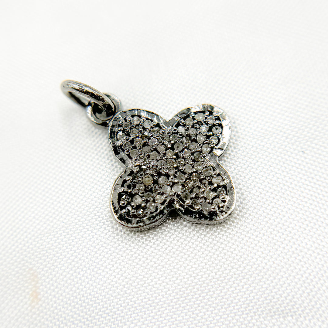 DC922. Diamond Sterling Silver Flower Charm