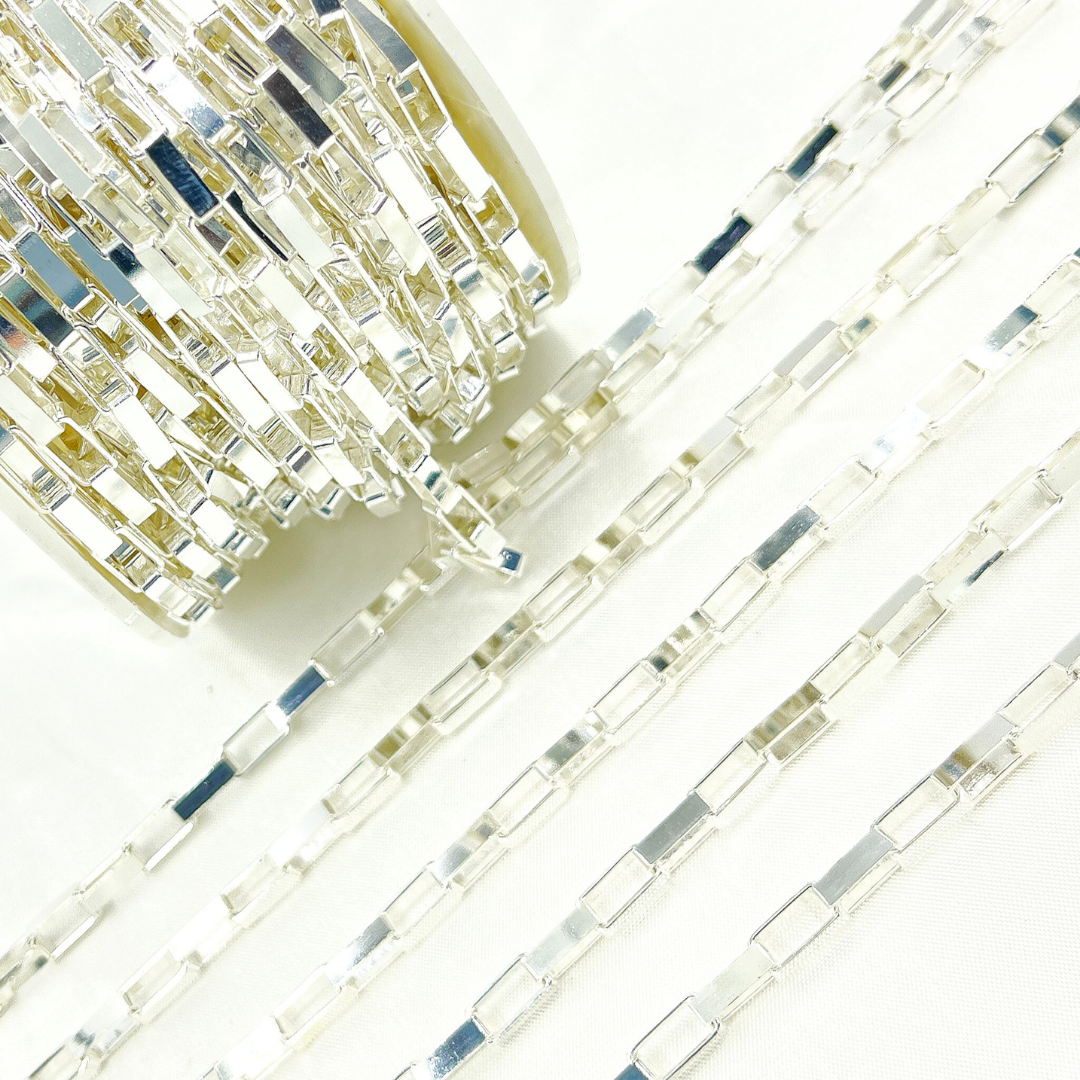 V42SS. Sterling Silver Flat Box Link Chain