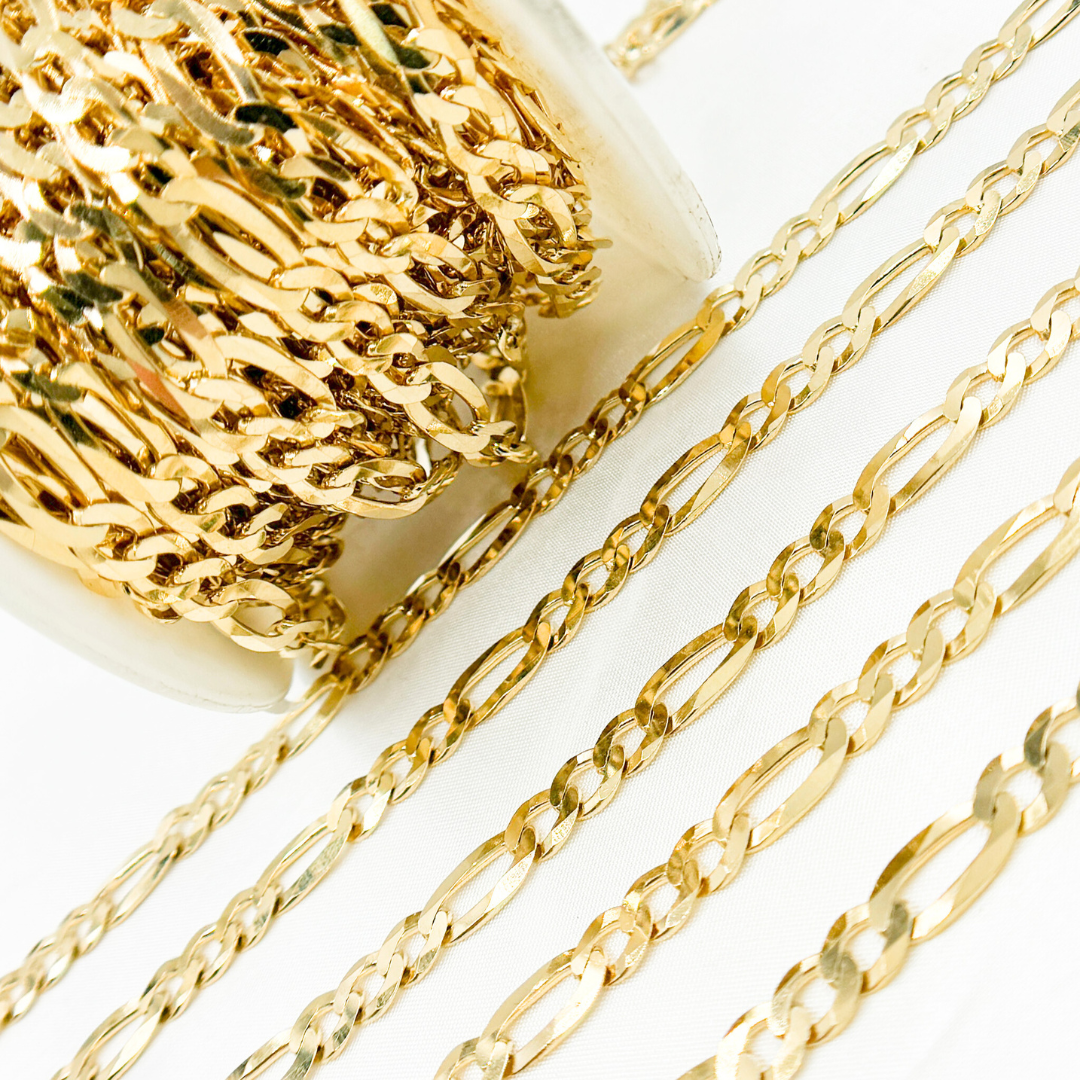 Buy Gold Plated 925 Sterling Silver Flat Figaro Chain