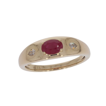 CR97420-6X4. 14K Solid Gold Diamond and Gemstone Ring