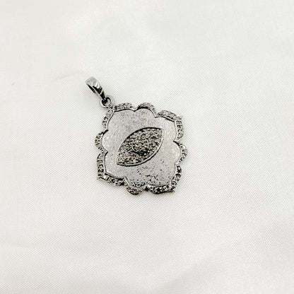 DP297. Diamond Silver Eye Flower Pendant