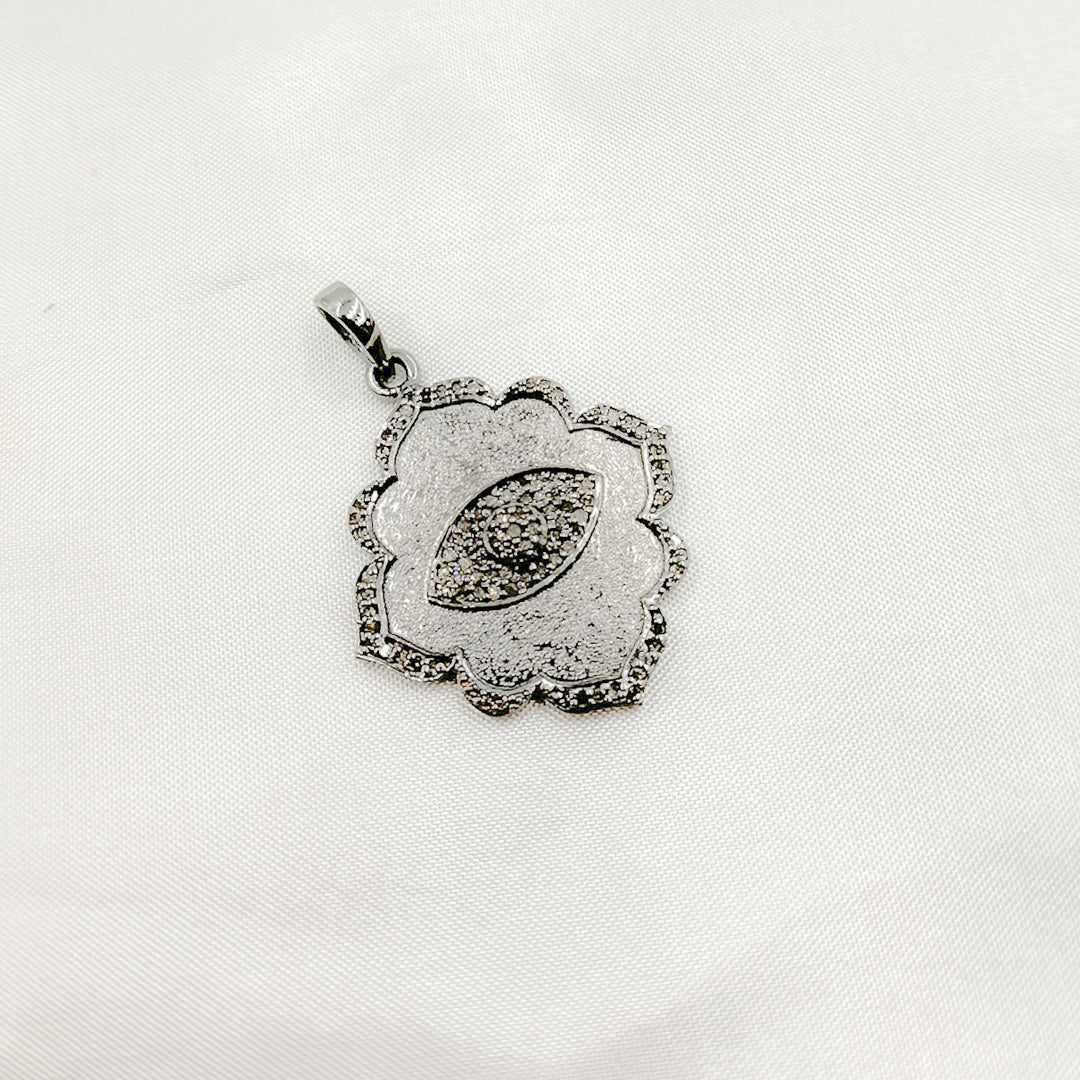DP297. Diamond Silver Eye Flower Pendant