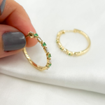 Load image into Gallery viewer, 14k Solid Gold Diamond and Emerald Hoops. EHD56614EM
