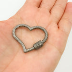 Load image into Gallery viewer, DC715. Diamond Sterling Silver Heart Carabiner Clasp
