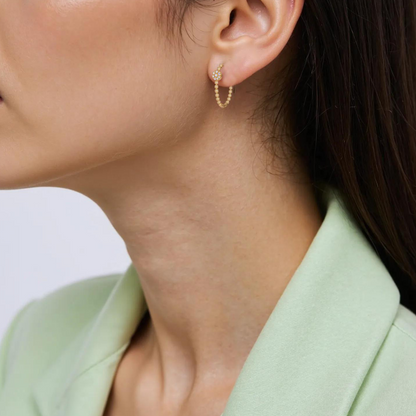 14K Yellow Gold Diamond Hoop Earrings