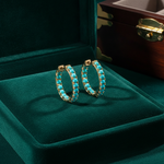Load image into Gallery viewer, EHZ57733TQ. 14K Solid Gold Turquoise Hoops