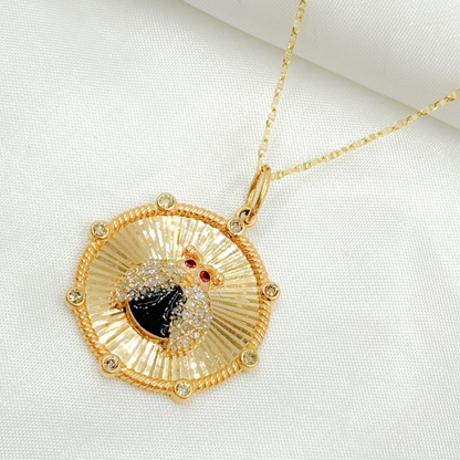 14K Solid Gold Beetle Charm with Enamel and Gemstones. KG298B