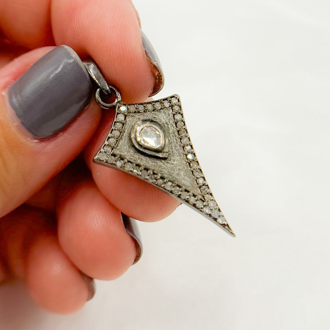 DP263. Diamond Silver Arrow Head Pendant with Polki Diamond