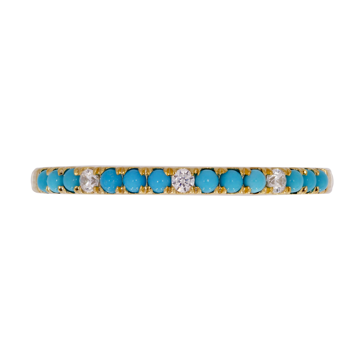 RAA02194TQ. 14K Solid Gold Diamond and Turquoise Band Ring
