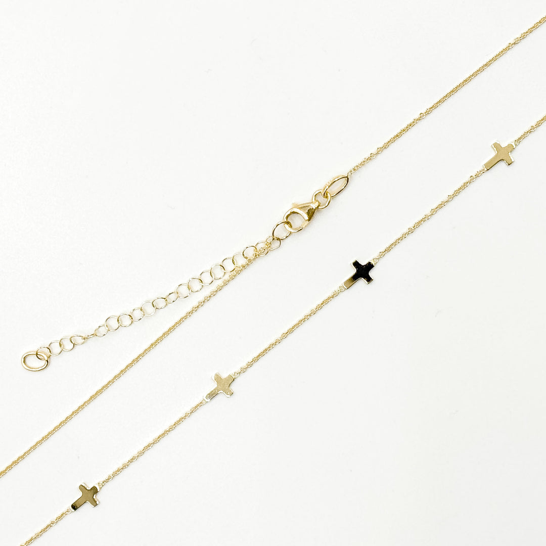 NK/BR5086. 14k Solid Yellow Gold Cross Link Necklace