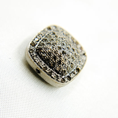 DC1008. Diamond & Sterling Silver Square Bead