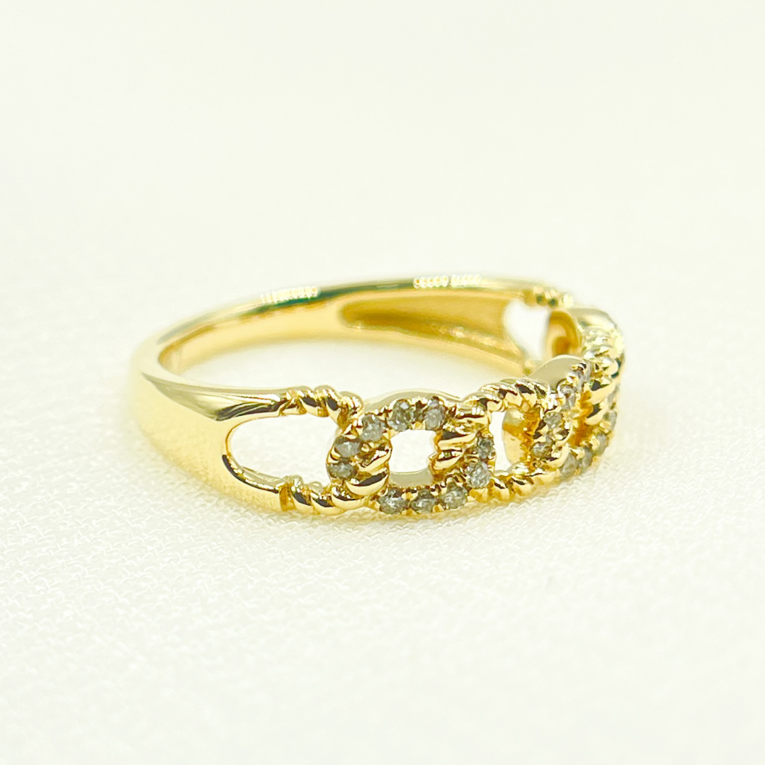 14K Solid Gold Chain Diamond Ring. RAC01182