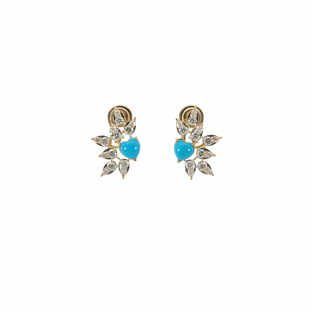 ER424626. 14k Solid Gold Diamond and Gemstone Fancy Earrings