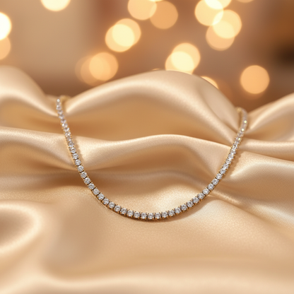 NFP71363. 14K Solid Gold Diamond Tennis Necklace
