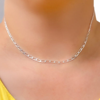 Silver Flat Paperclip Necklace