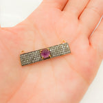 Load image into Gallery viewer, DC10. Silver Diamond and Gemstone Rectangle Connector
