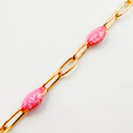 Load image into Gallery viewer, V250PKGF. Gold Filled Pink Color Opal Enamel Cable Chain
