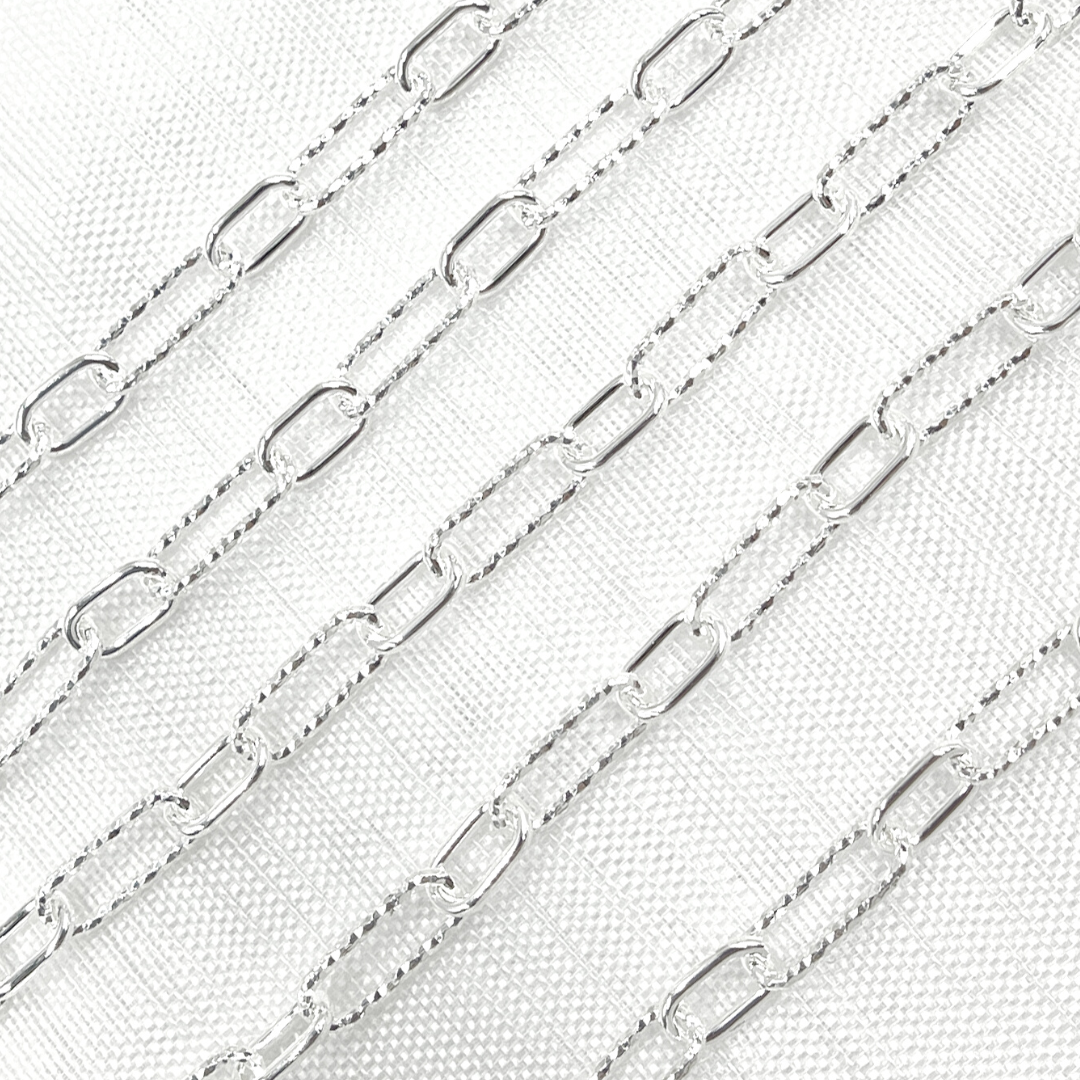 V141SS. Sterling Silver Paperclip Link Chain. Smooth Short Link