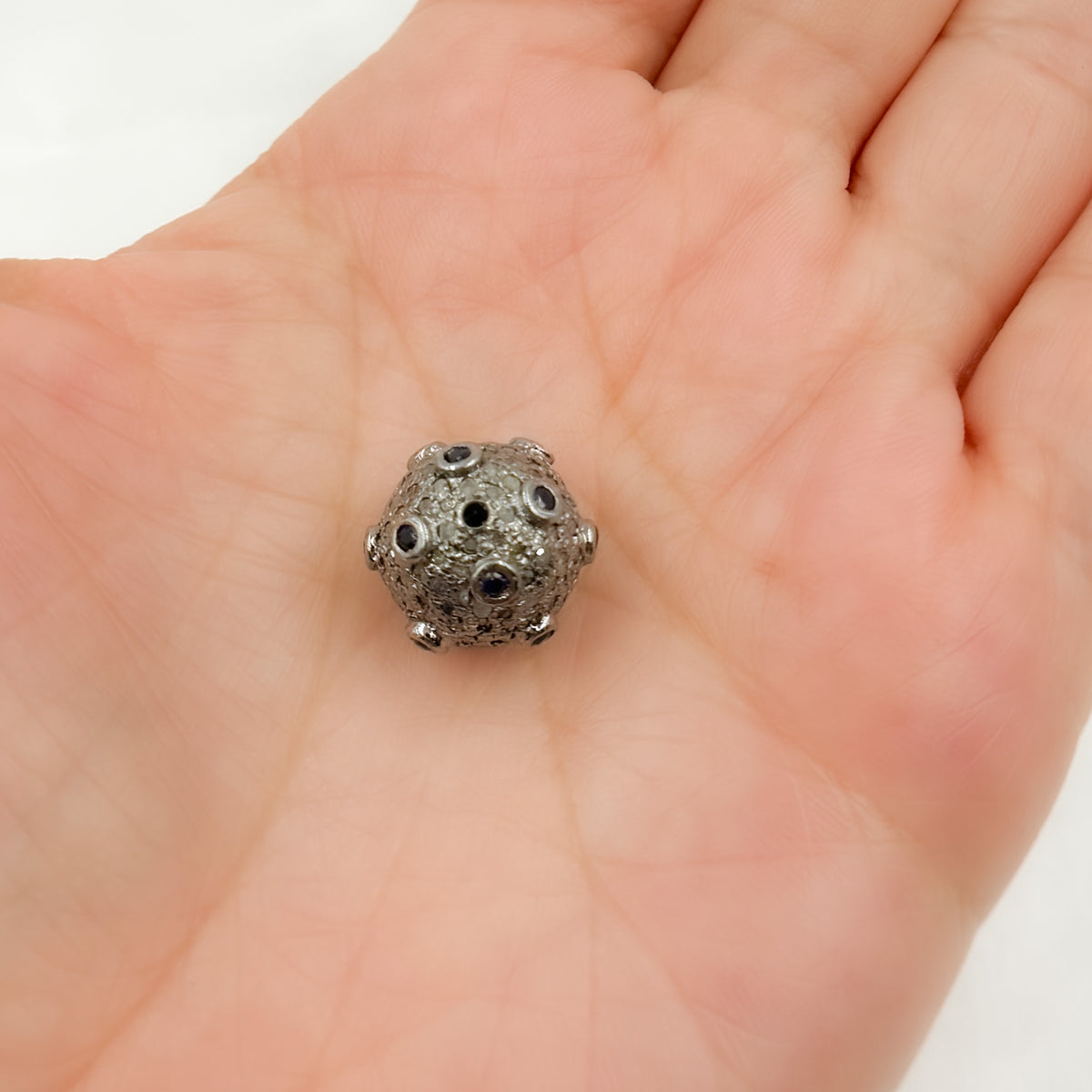 DC845. Diamond & Sterling Silver Round Bead