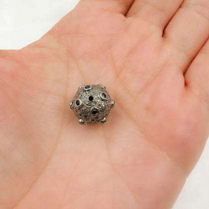 DC845. Diamond & Sterling Silver Round Bead