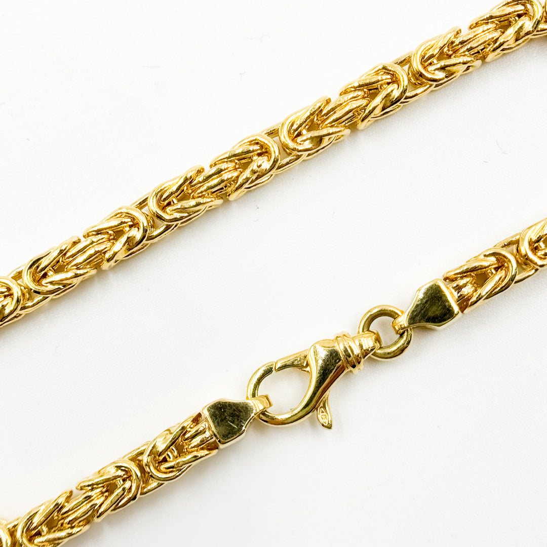 TRE003. 14K Solid Gold Hollow Byzantine Necklace