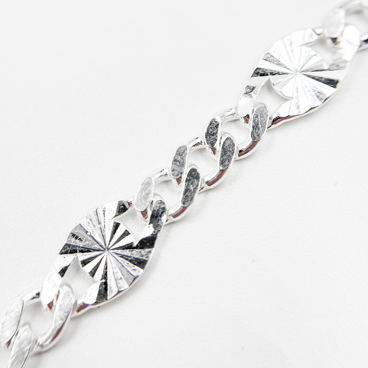 Sterling Silver Curb and Diamond Cut Marina Link Chain