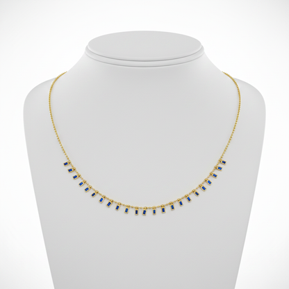 NFZ71948. 14K Solid Gold Gemstone Dangle Rectangle Necklace