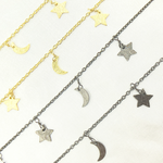 Load image into Gallery viewer, 307SM. Star &amp; Moon Shapes Dangle Wire Chain