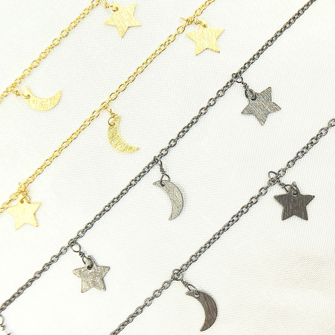 307SM. Star & Moon Shapes Dangle Wire Chain