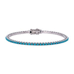 Load image into Gallery viewer, BNT68424. 14K Solid White Gold Turquoise Bangle