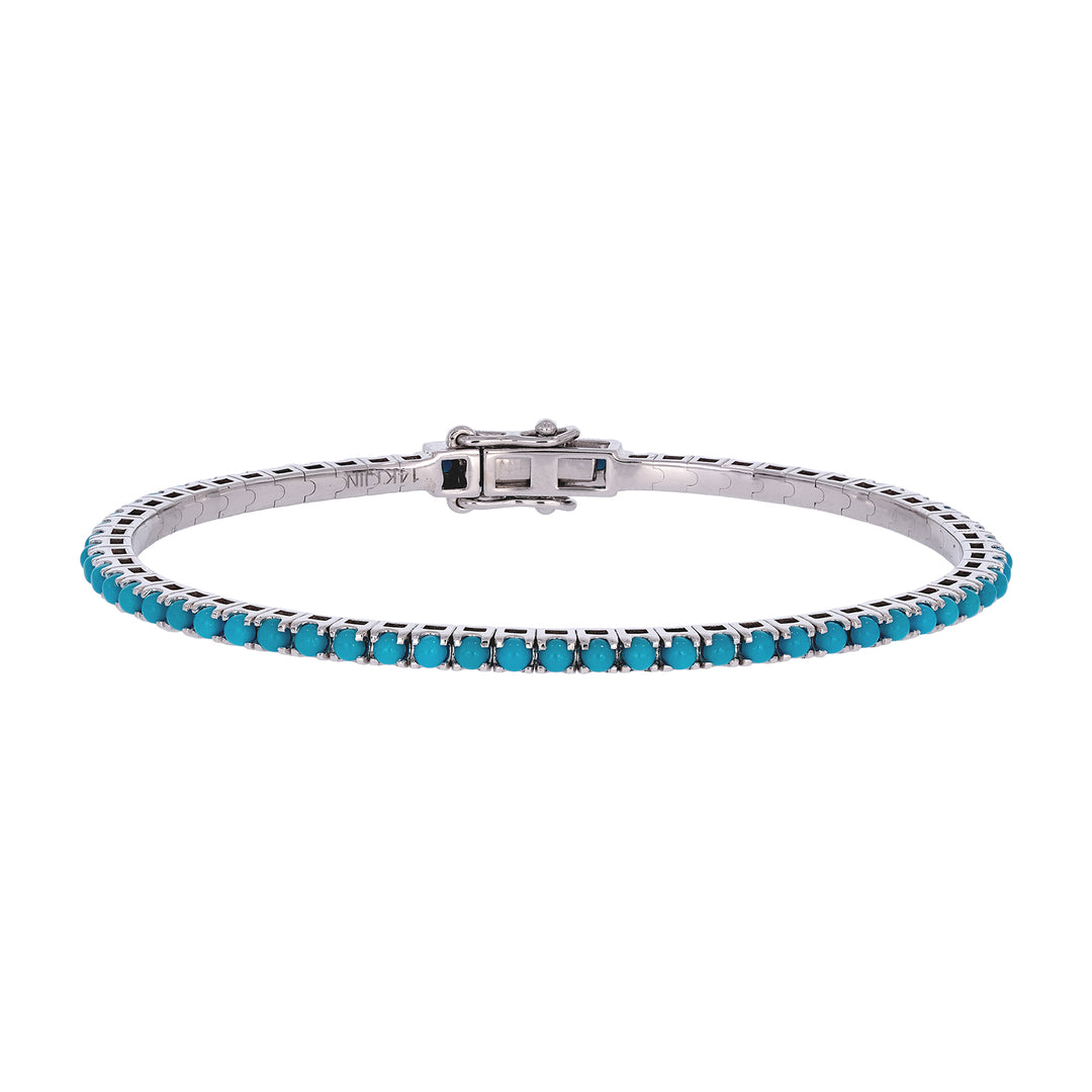 BNT68424. 14K Solid White Gold Turquoise Bangle