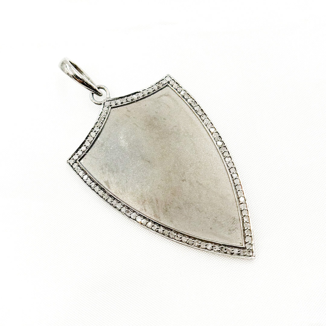 DP241. Diamond Sterling Silver Shield Pendant