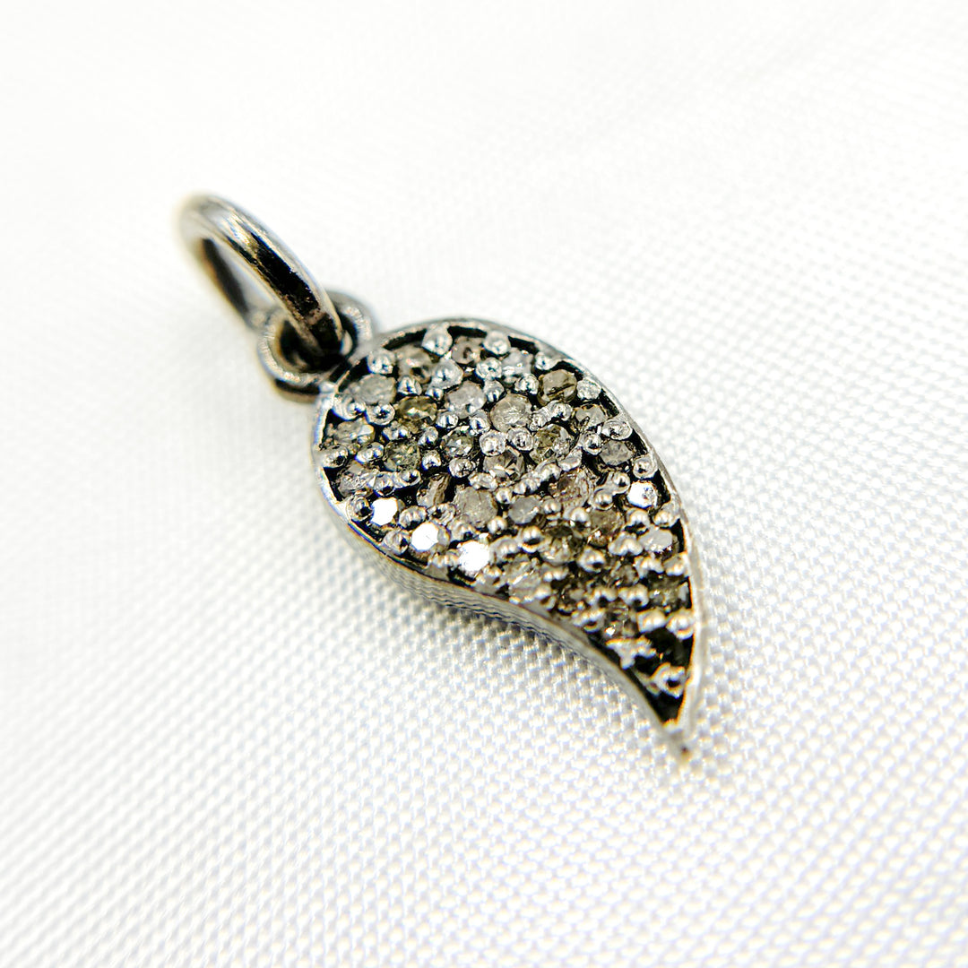 DC894. Diamond Sterling Silver Leaf Charm