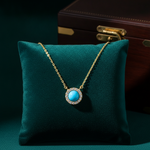 Load image into Gallery viewer, NFB71922. 14K Solid Gold Diamond and Turquoise Necklace