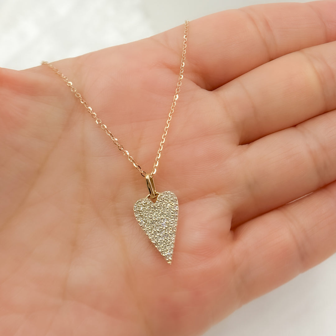 14K Solid Gold Heart Shape Diamond Necklace. PHF38753