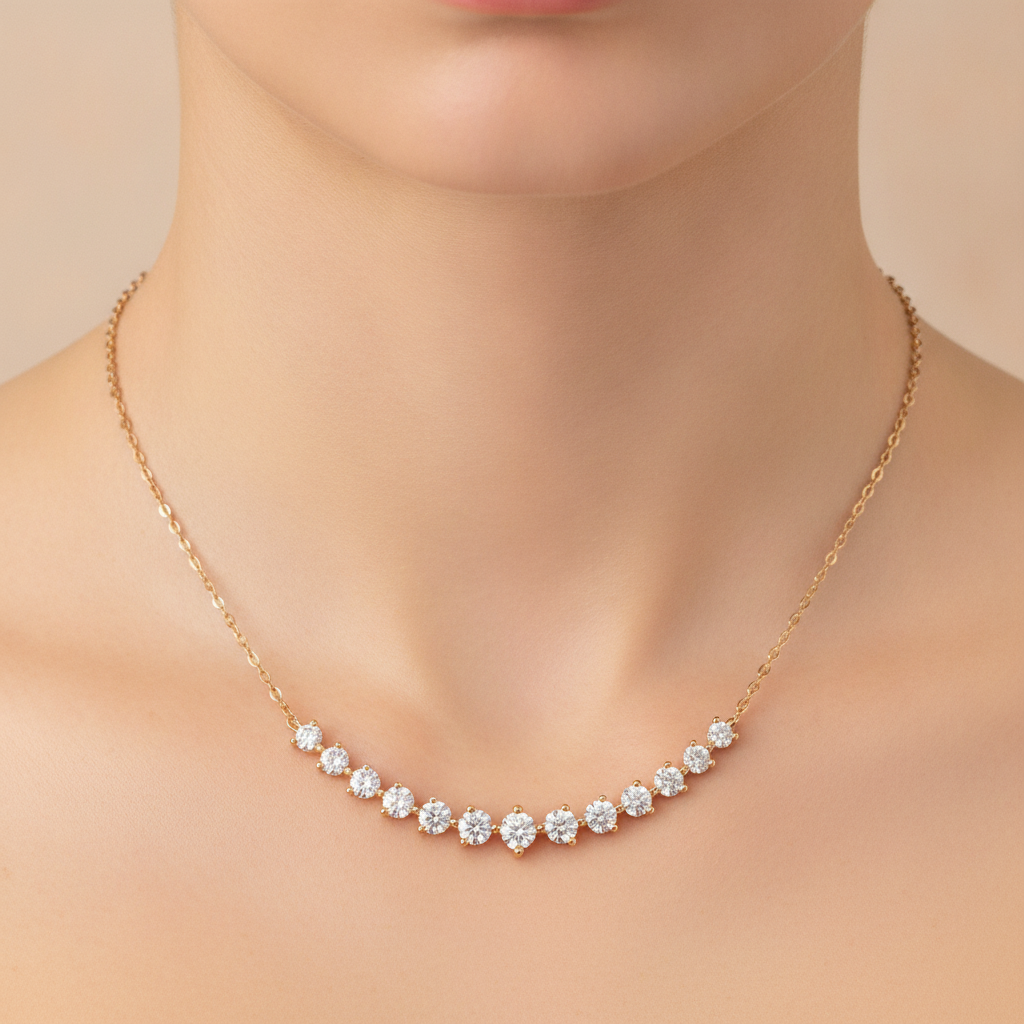 NFI72822. 14K Solid Gold Diamond Necklace