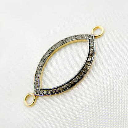 DC888. Diamond Sterling Silver Marquise Shape Connector
