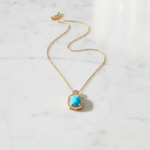 Load image into Gallery viewer, CP97443TQ12X10. 14K Solid Gold Diamond and Turquoise Pendant