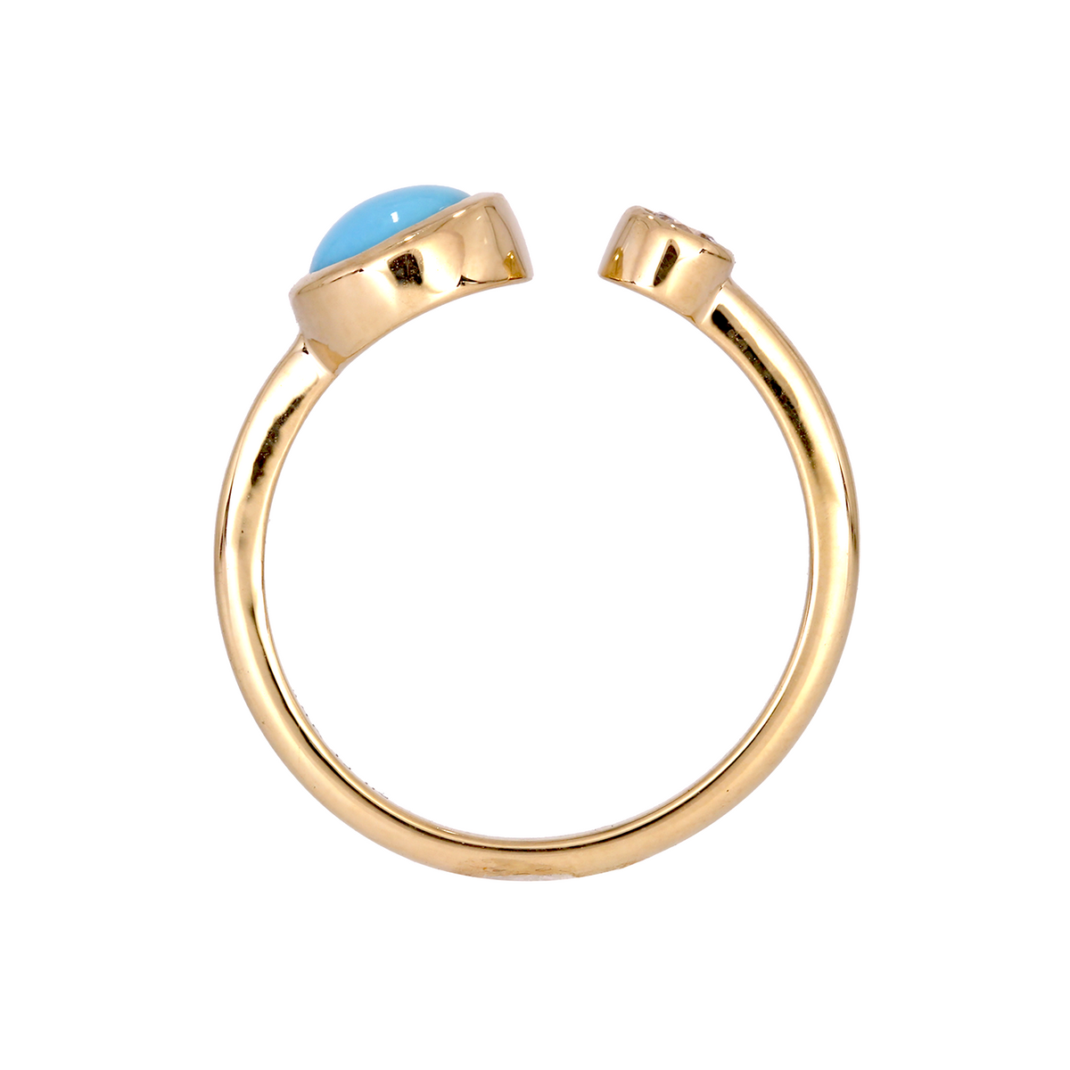 Buy 14k Solid Gold Round Turquoise and Diamond Ring