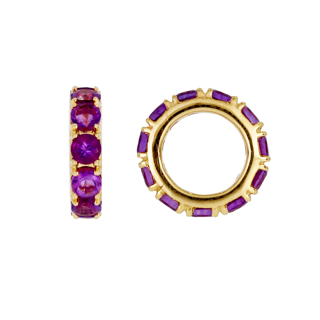 CMZ00096N. 14K Solid Gold Natural Gemstone Round Ring Slider