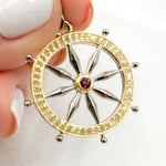 Load image into Gallery viewer, DP687. Diamond Sterling Silver Round Flower Pendant with Gemstone
